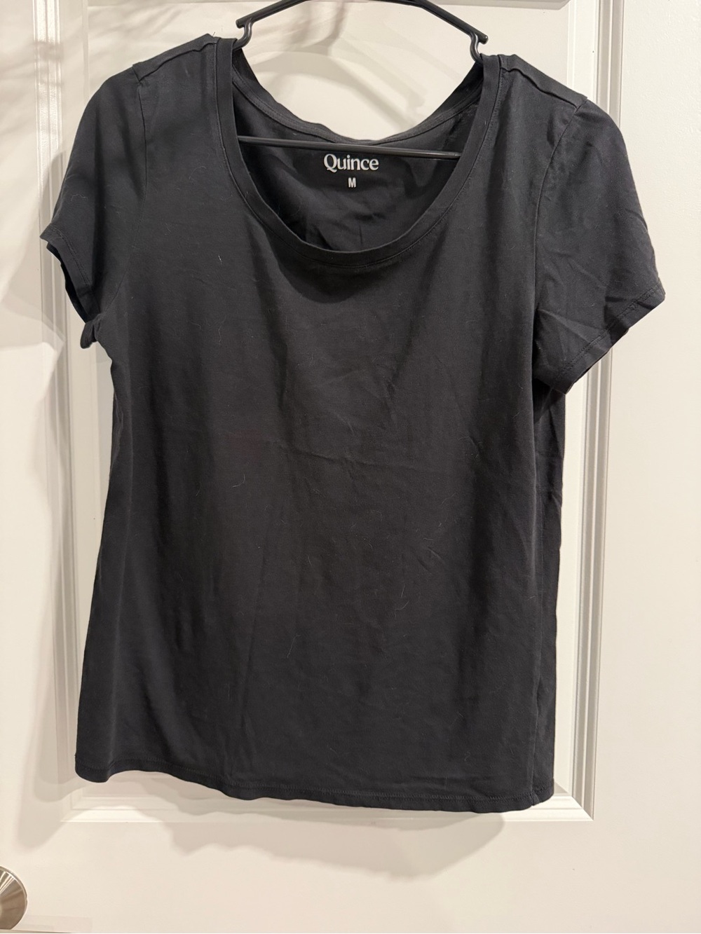 Quince Black Scoop Neck Short Sleeve Tee Size Medium
